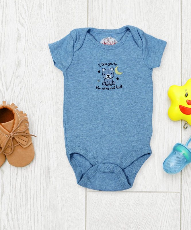 I love you to the moon and back Blue Baby Rompers