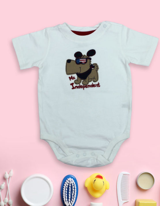 Mr Indipendent White Baby Rompers