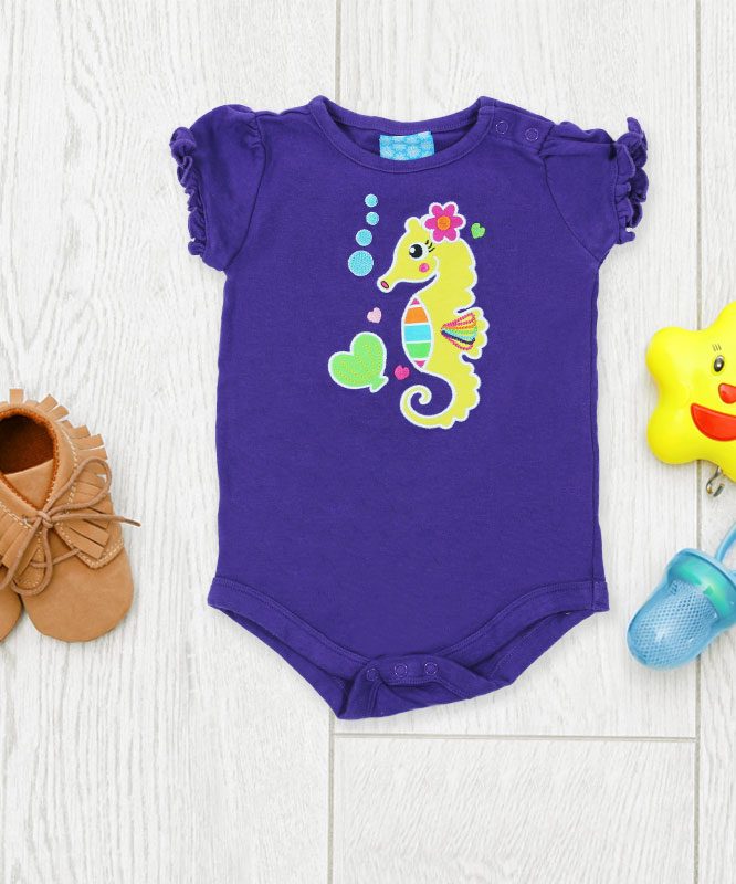 Sea Horse on Blue Baby Rompers