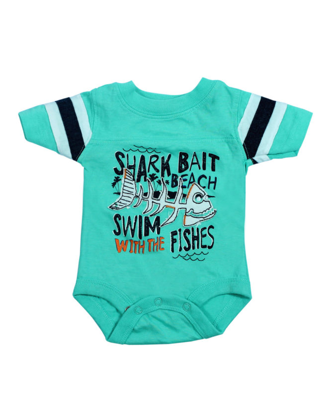 Shark Bait Beach Cyan Baby Rompers