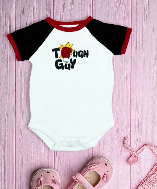 Tough Guy White and Black Baby Rompers