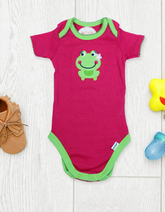 Cute froggy on hot pink rompers