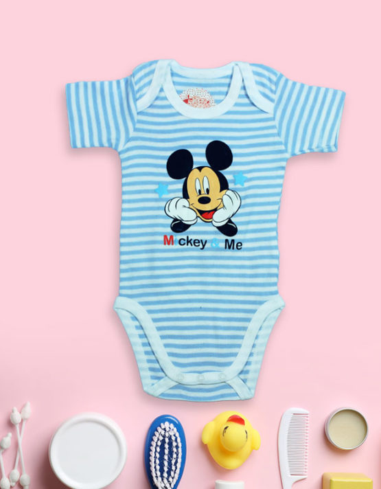 Mickey On Blue And White Strips Rompers