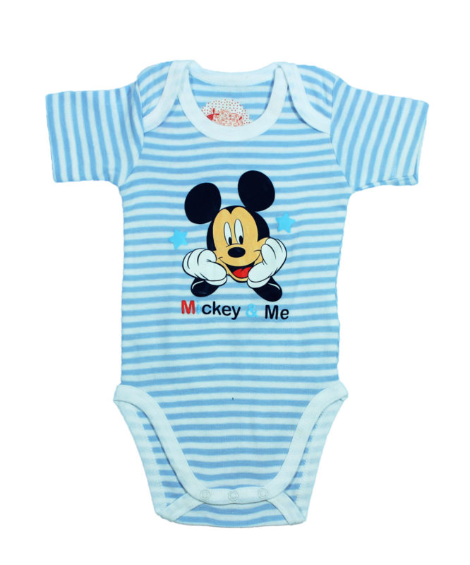 Mickey On Blue And White Strips Rompers