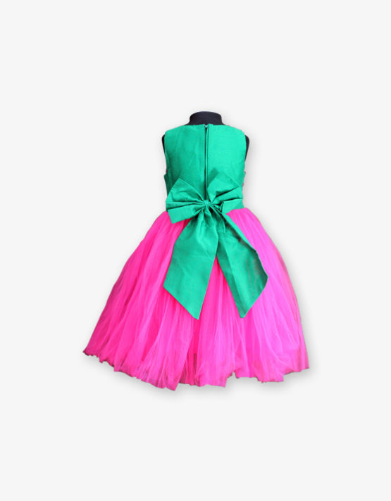 Aqua blue and pink Party wear Gown