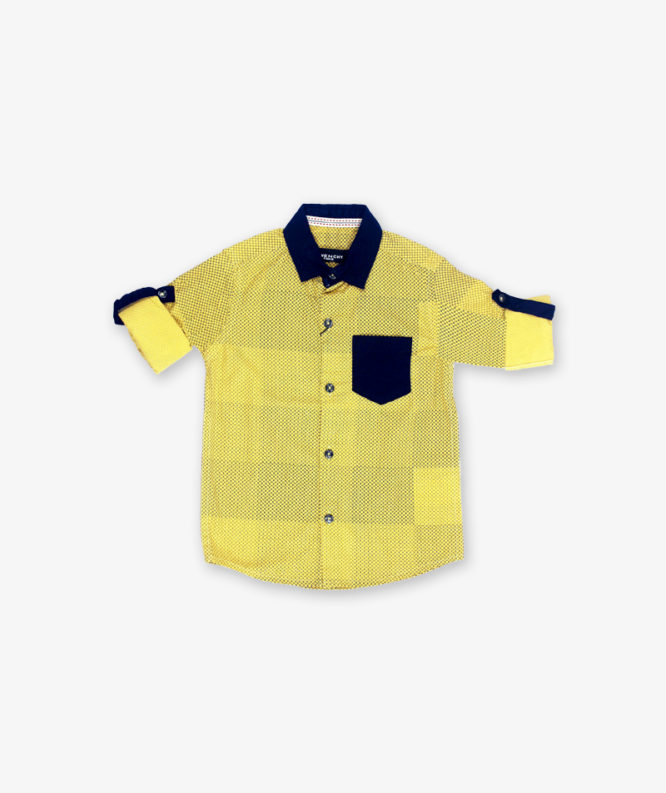 Yellow blue doted shirt